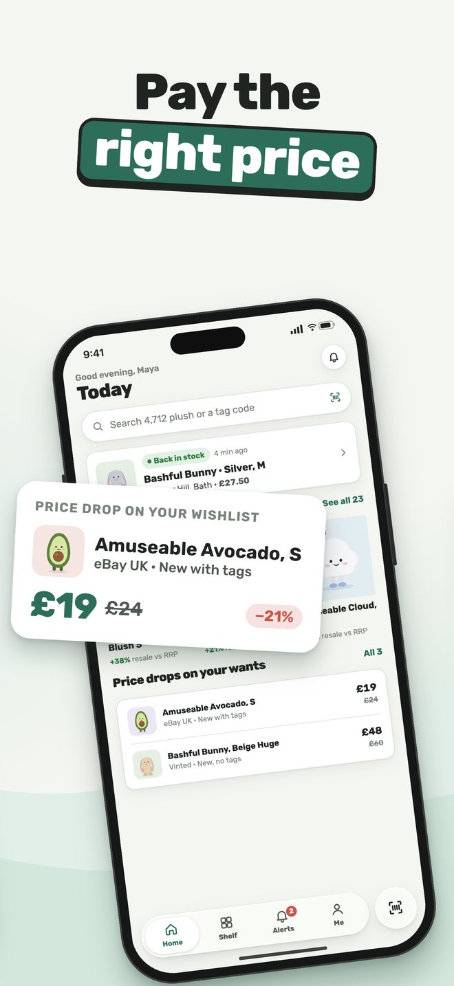 App screenshot: Pay the right price